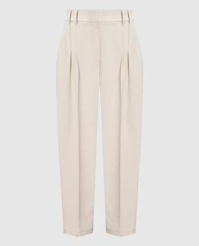 Brunello Cucinelli Beige pants with monil chain MP126P8423