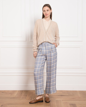 Peserico Blue checked linen pants P0409406882