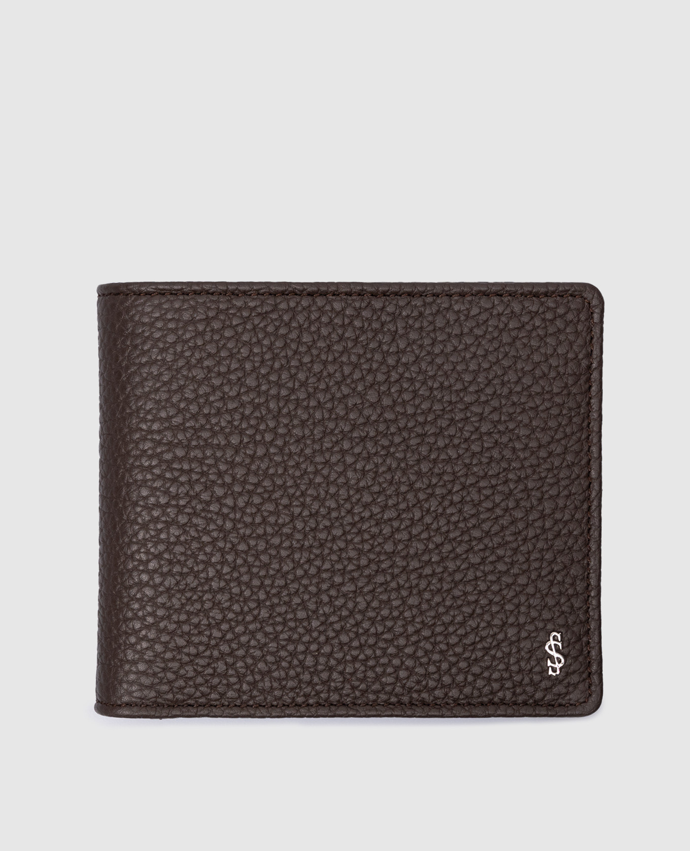 

Brown leather purse with metal monogram Serapian