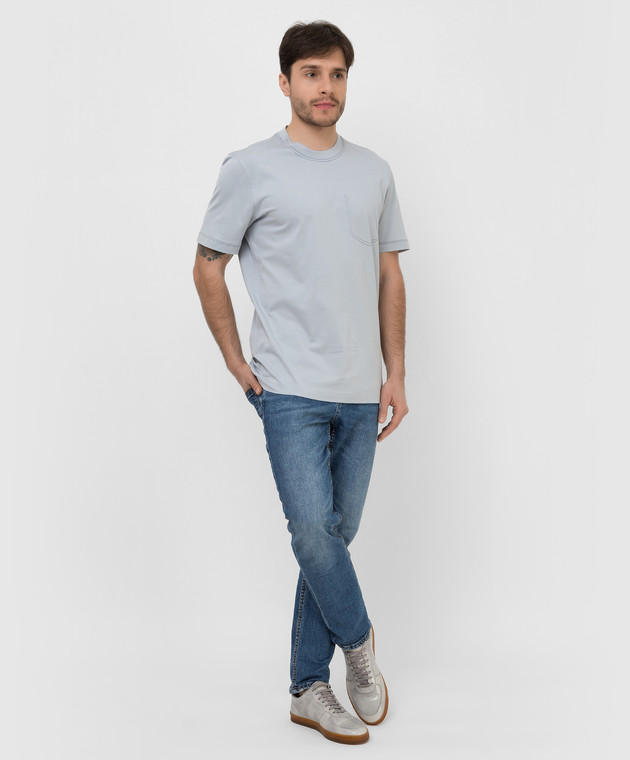 BRUNELLO CUCINELLI ライトブルー Tシャツ Brunello Cucinelli Cotton/Linen T-Shirt Light Blue at