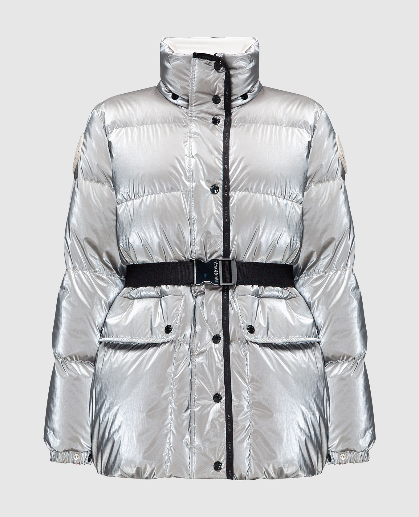 Herault silver down jacket with logo moncler