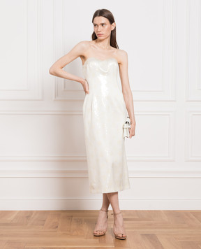 Ermanno Scervino Beige silk bustier dress with sequins D422Q730CPRXM