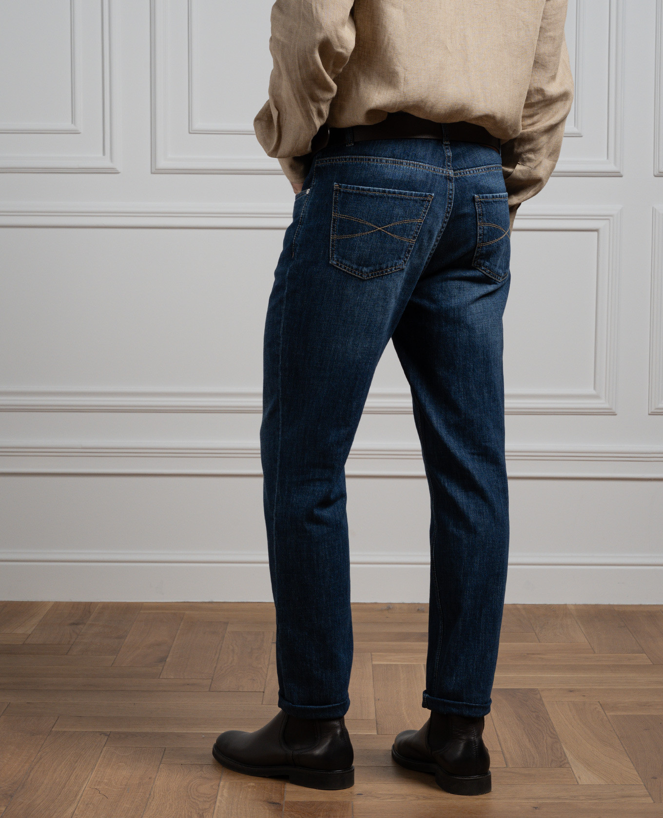 

Blue jeans with logo embroidery Brunello Cucinelli