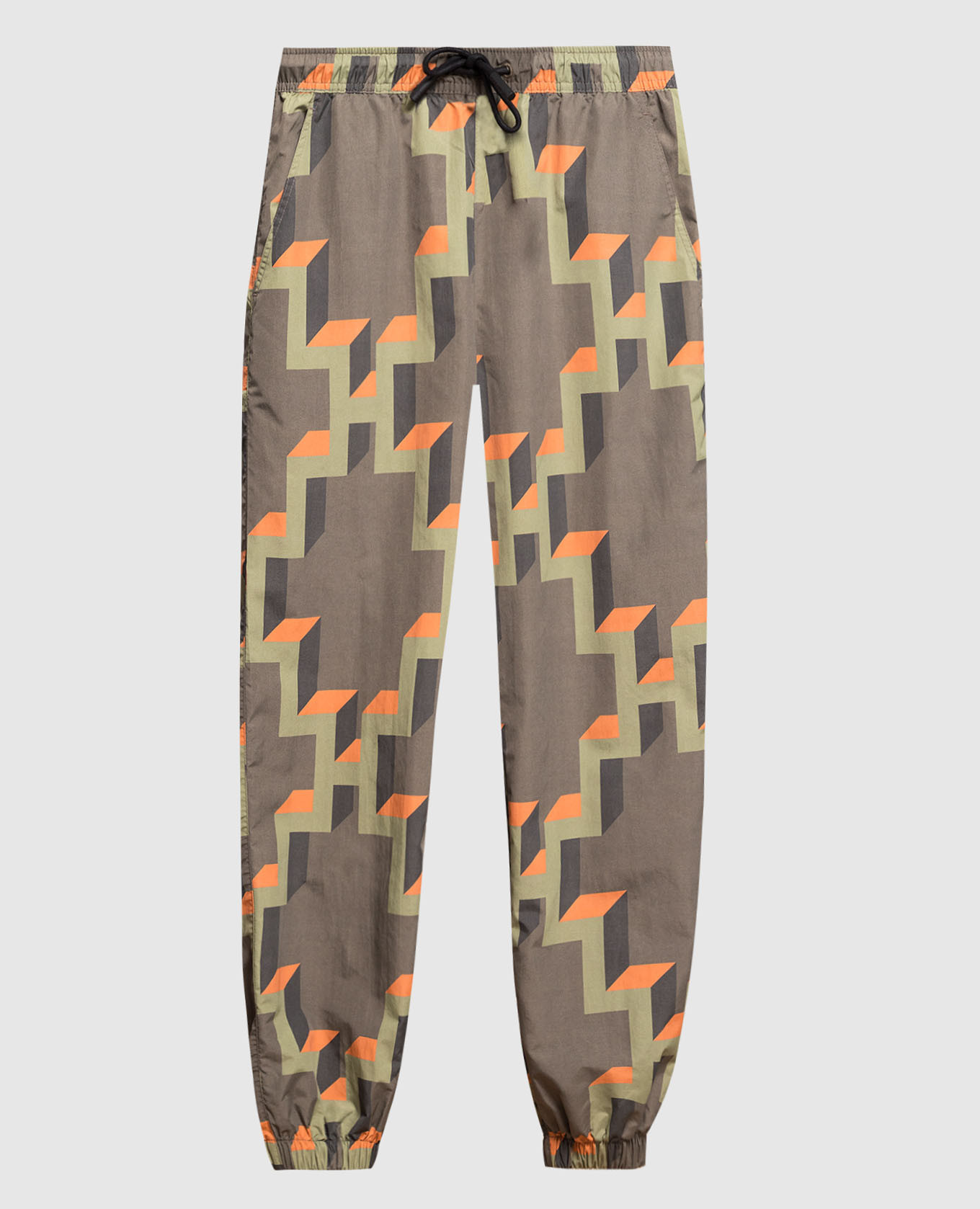 Khaki joggers with tempera cross logo print marcelo burlon