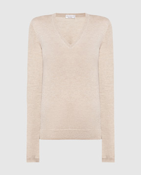 Brunello Cucinelli Beige pullover with lurex M41800032