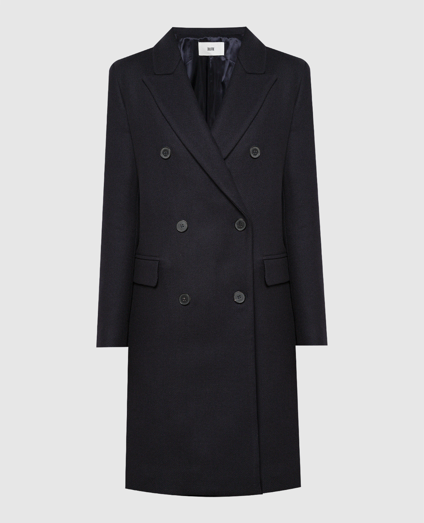 Blue double-breasted classic coat solotre