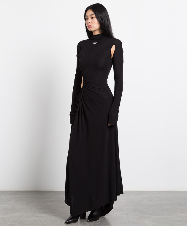 ワンピース Off-White Woman Dress Black OWDB496C99JER001 1001 MUSHARE Women's Colorblock Wear to Work Business Party
