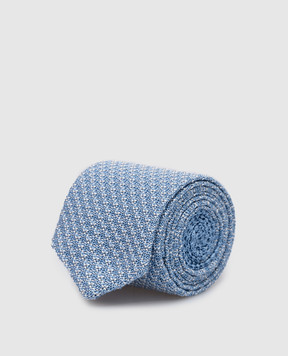 Stefano Ricci Baby blue silk tie with logo embroidery YCRMTSR8189