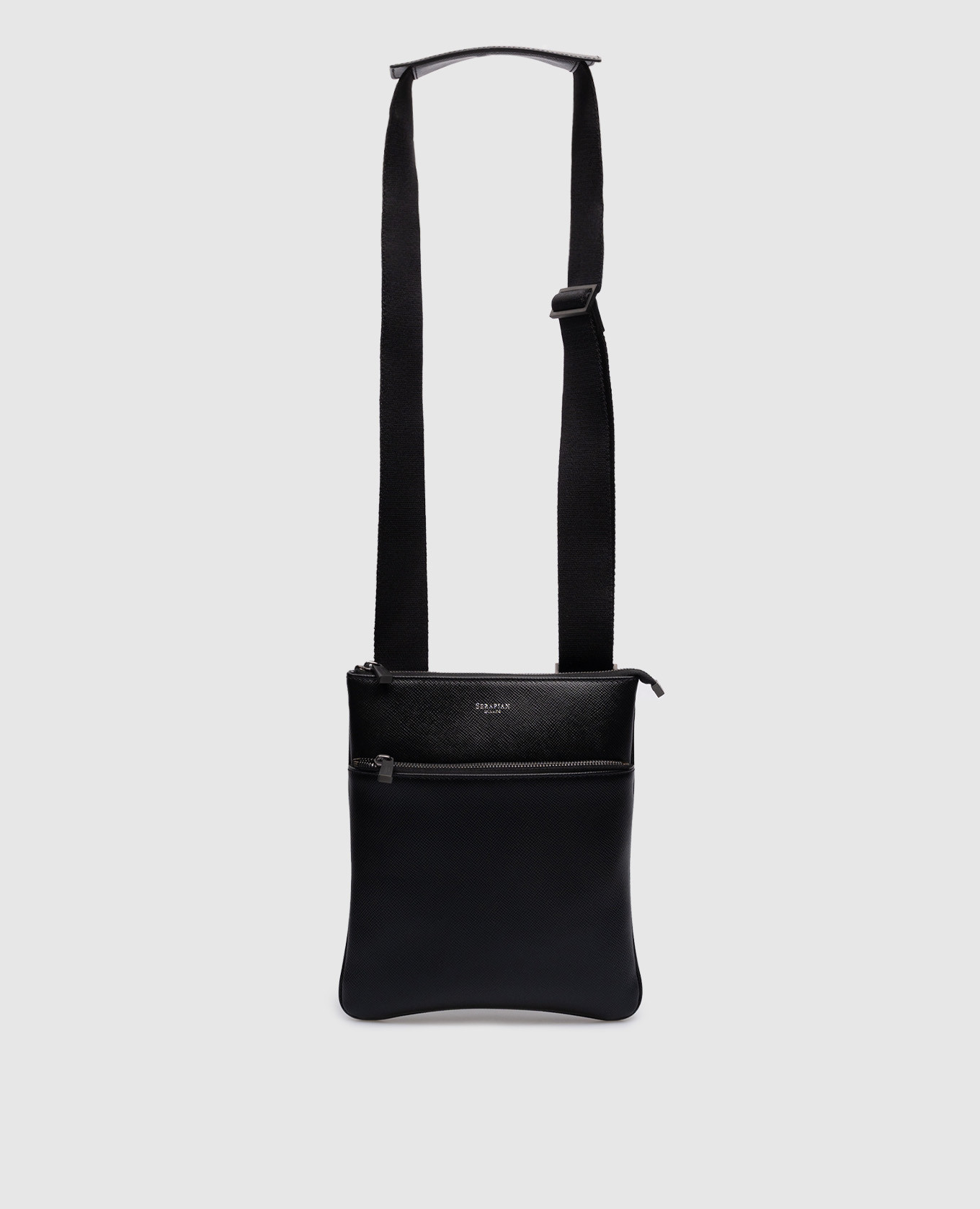 

Black leather bag with logo Serapian, Черный