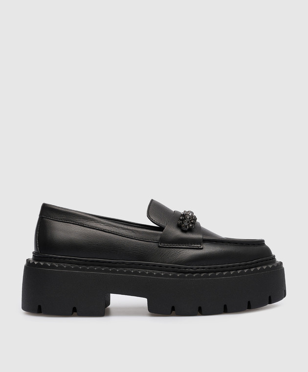 Jimmy Choo - Bryer black leather loafers with crystals