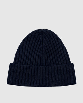 Cashmere&Whiskey Blue ribbed cashmere hat 201C