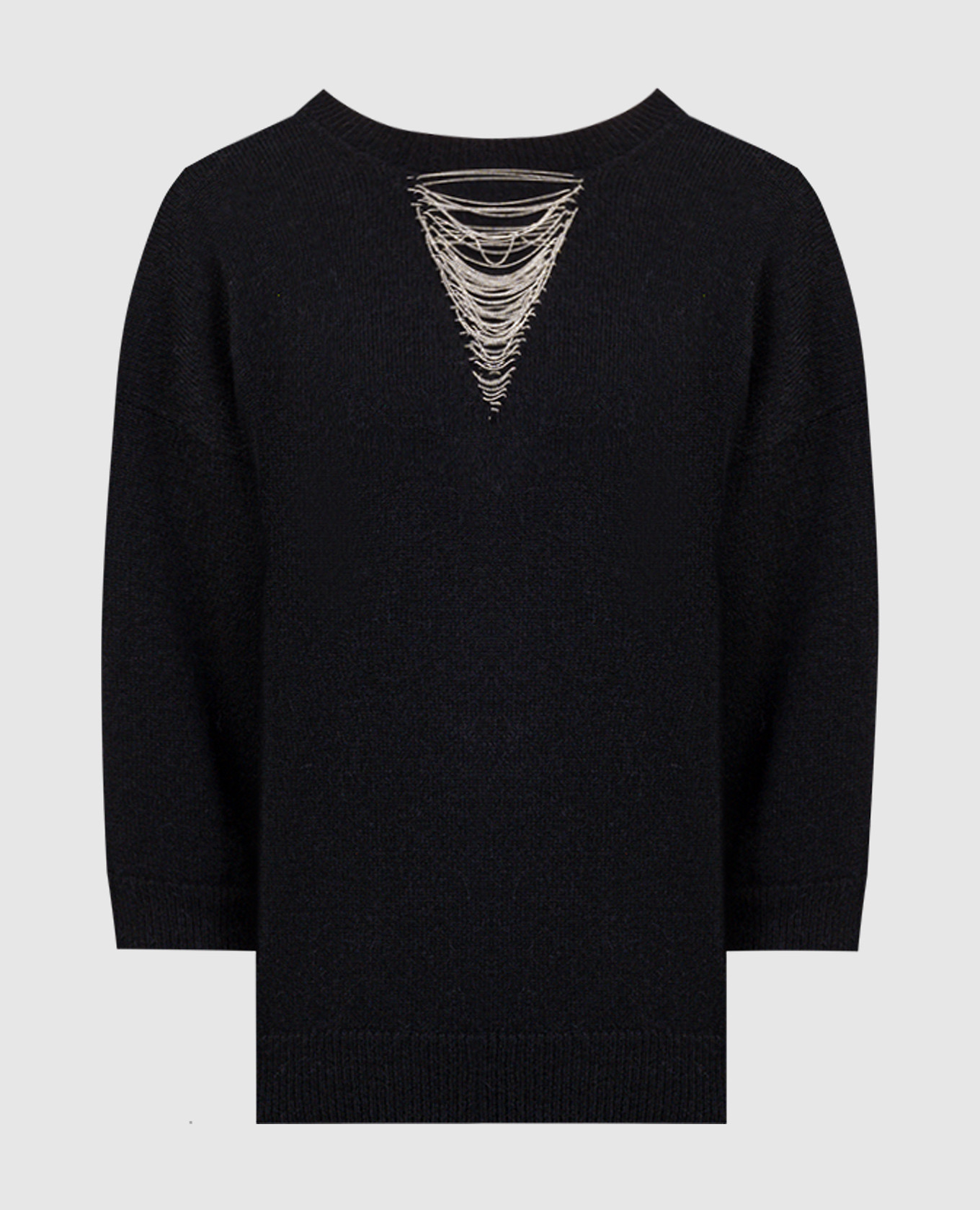 Black wool, silk and cashmere sweater with monil chain peserico