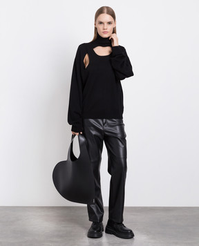 Coperni Black turtleneck made of wool with curly cutouts COPML68643