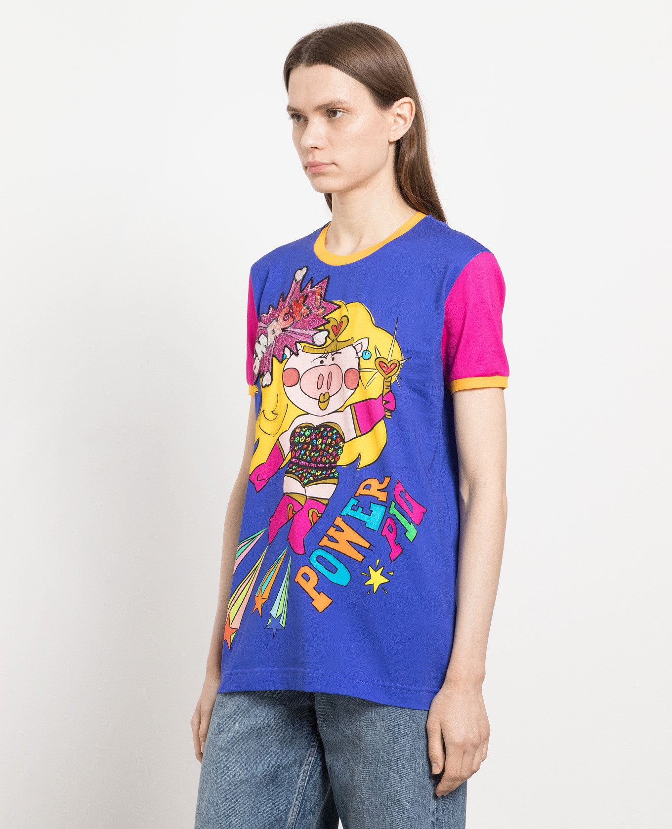 

Blue Pig Supergirl Print T-Shirt Dolce&Gabbana