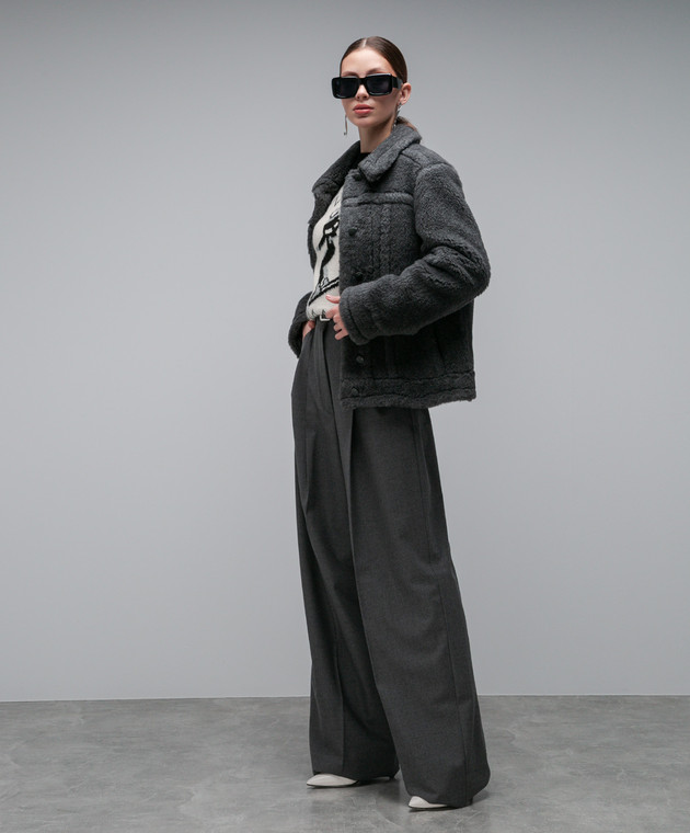ジャケット・アウター s maxmara POLDO GRIGIO SCURO ポルド] ピュア ヴァージンウール ダブルフェイス コート, black