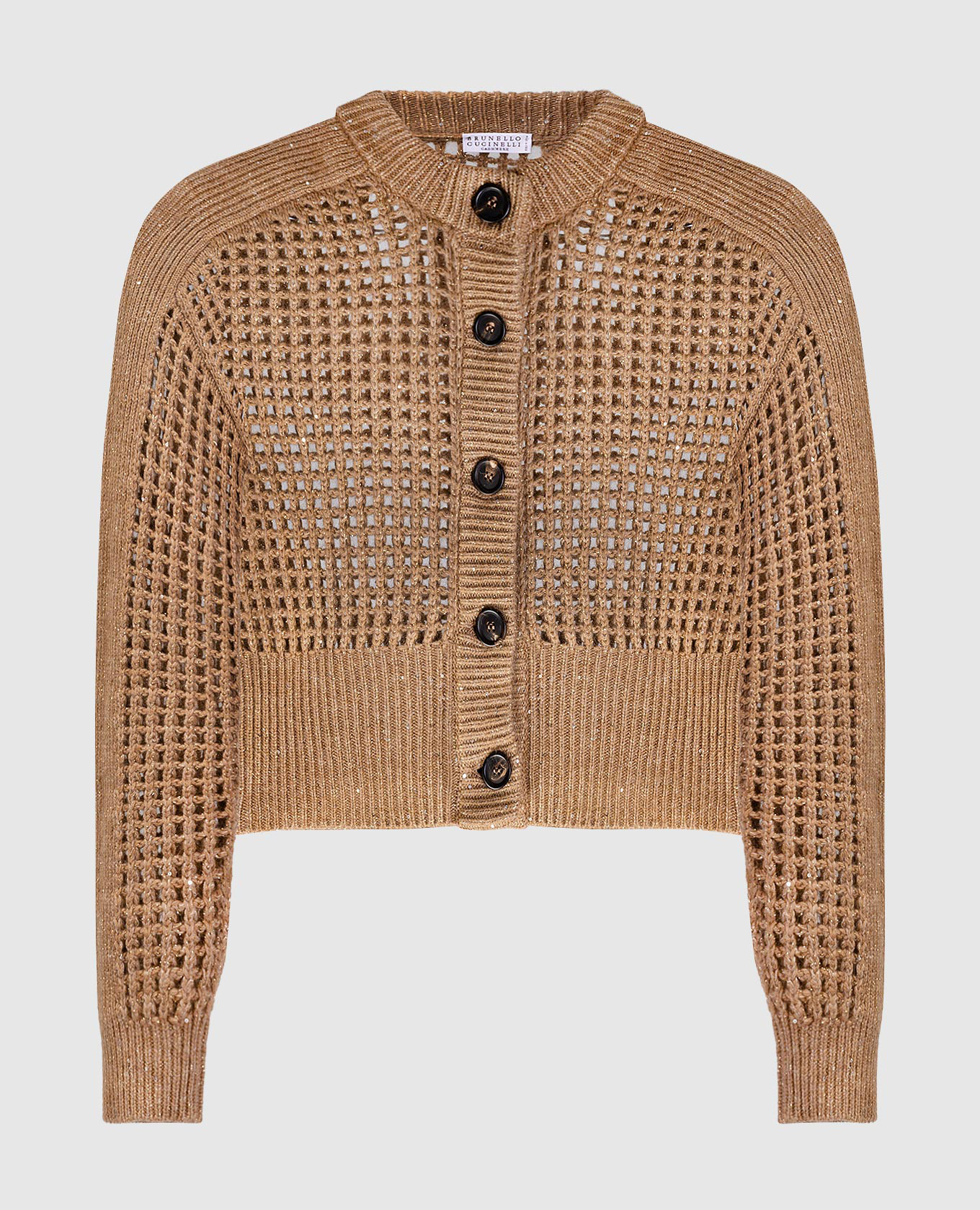 

Brown openwork cardigan with lurex Brunello Cucinelli