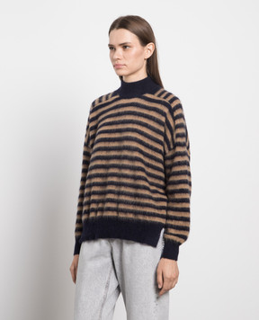 Brunello Cucinelli Blue striped sweater with monil chain MBP154314P