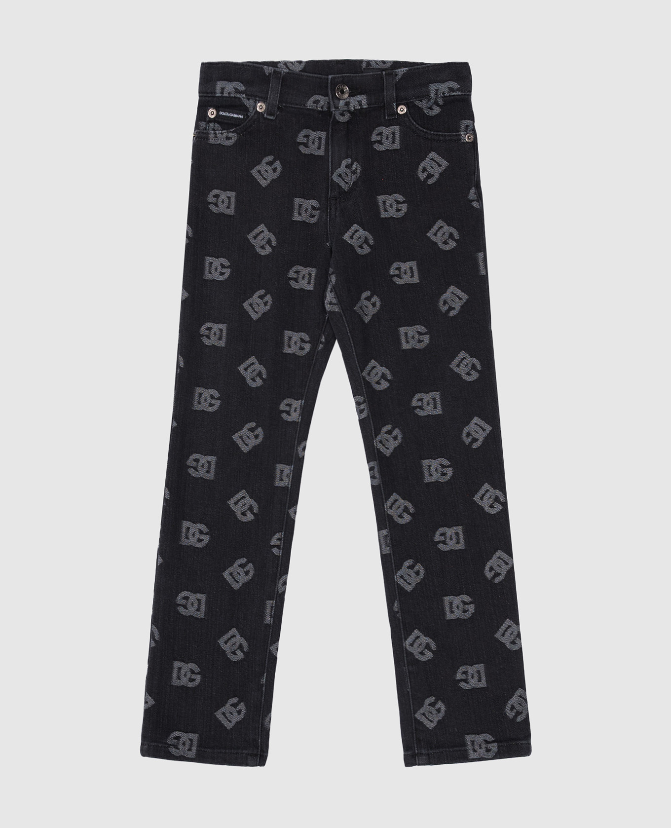 

Children's black DG logo monogram pattern jeans Dolce&Gabbana, Черный