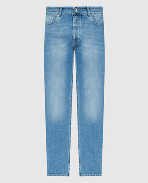 Brunello Cucinelli Blue distressed jeans with logo embroidery M283PD3210