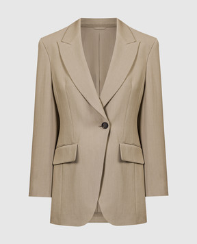 Brunello Cucinelli Beige linen jacket with monil chain MH1262682