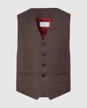 Brunello Cucinelli Brown waistcoat in Windsor check MQ4151998