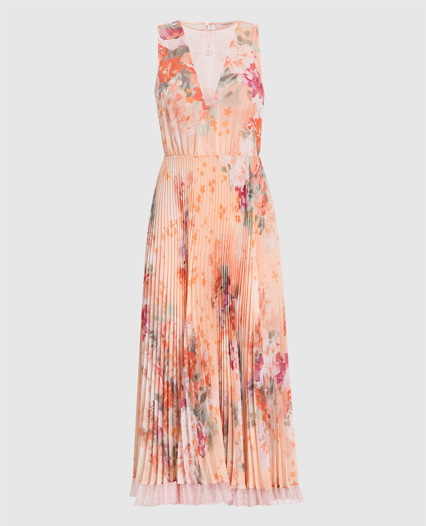 

Orange dress with pleating in a floral print Twinset