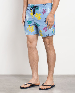 Vilebrequin Blue swim shorts with Ronde des Tortues print MOOU3B36