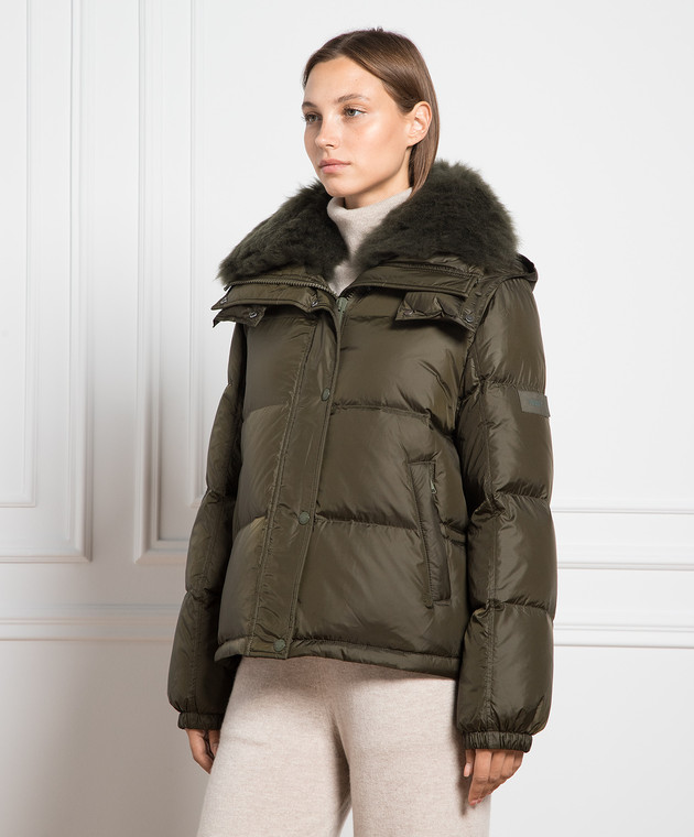 Yves Salomon Army - Green down jacket with fur 22WFV02760M07W