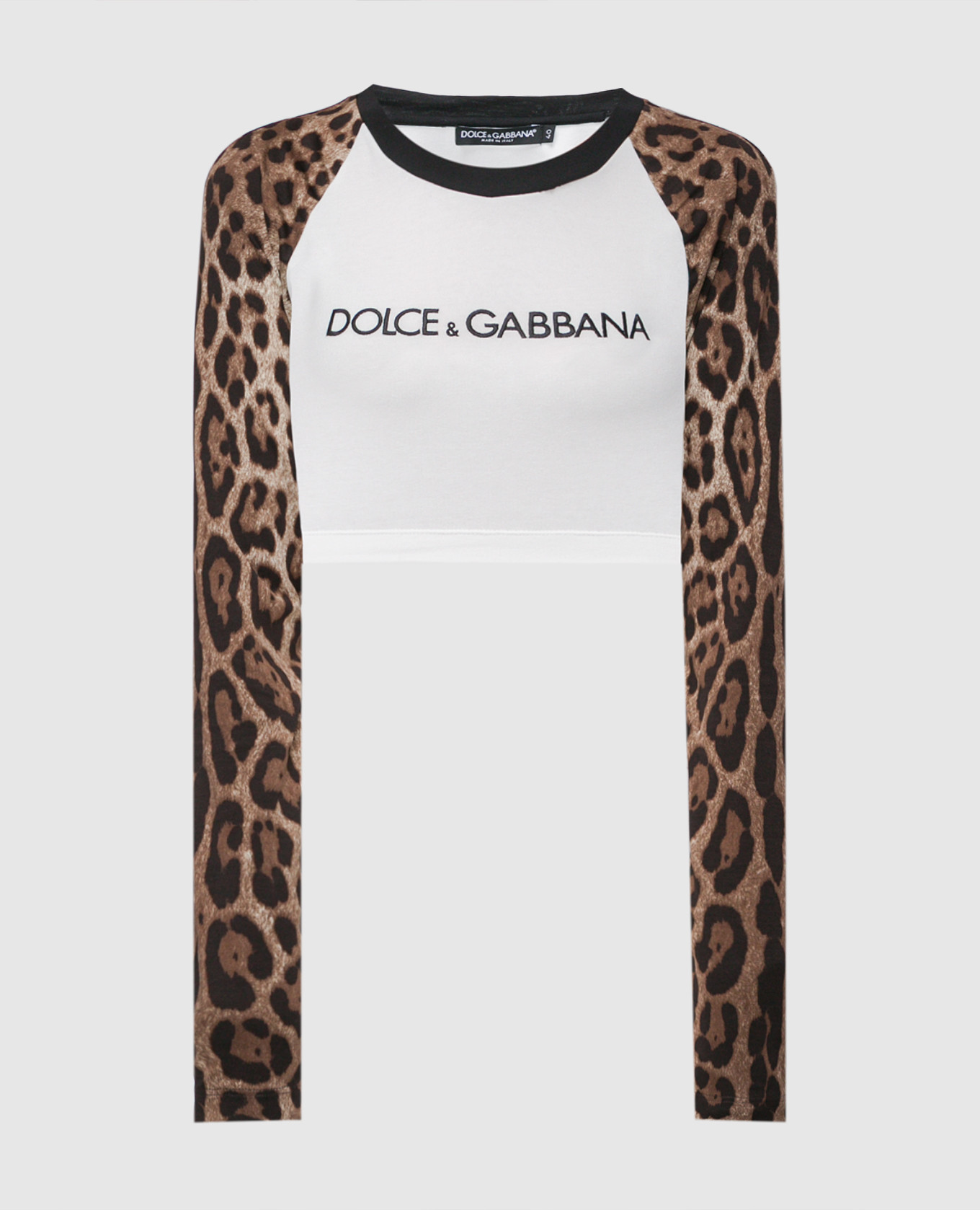 

Animal print sleeved top with logo embroidery Dolce&Gabbana, White