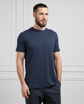 ISAIA Blue T-shirt with silk MCI154JP001