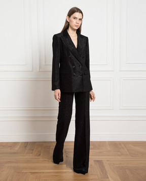 Etro Black double-breasted jacket with lurex D12180488
