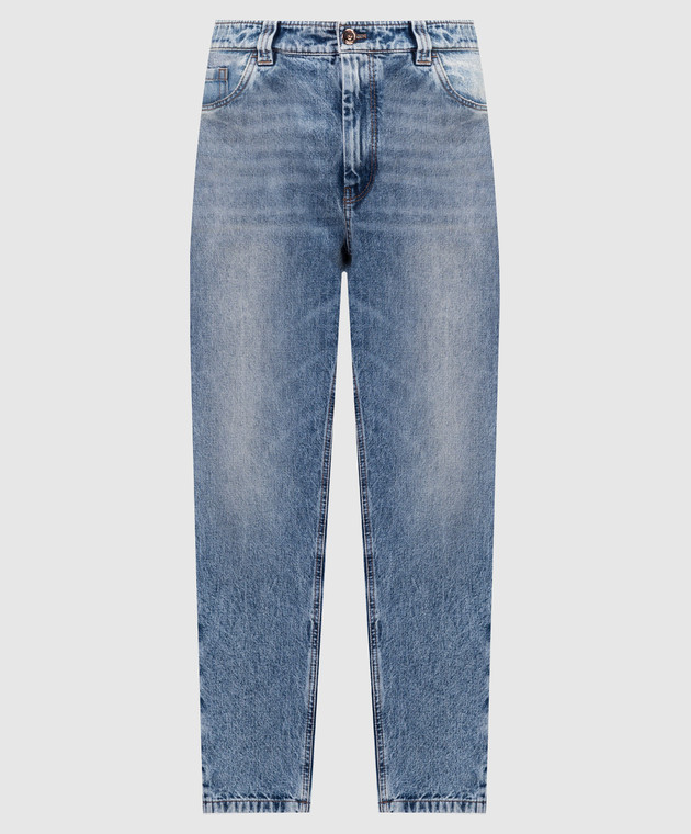 デニム・ジーパン Brunello Cucinelli Blue Jeans With Logo Patch On The Rear Brunello Cucinelli - Blue jeans with logo patch M283PD3210