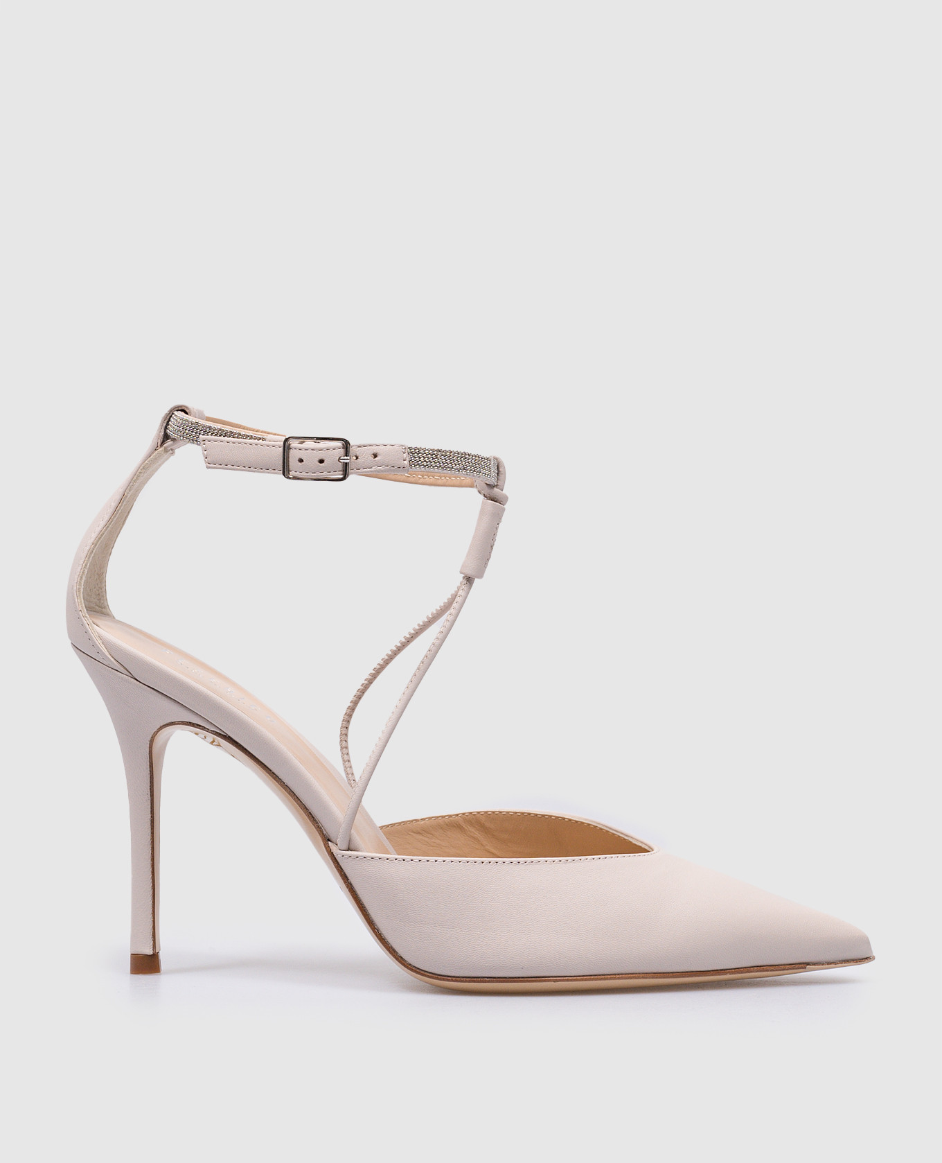 

Beige leather shoes with monil chain Peserico