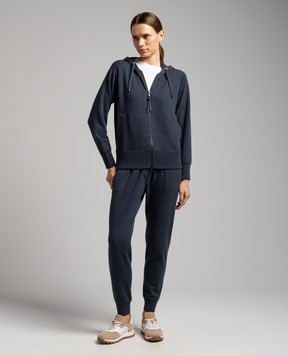 Brunello Cucinelli Blue cashmere sports jacket with monil chain M12169106