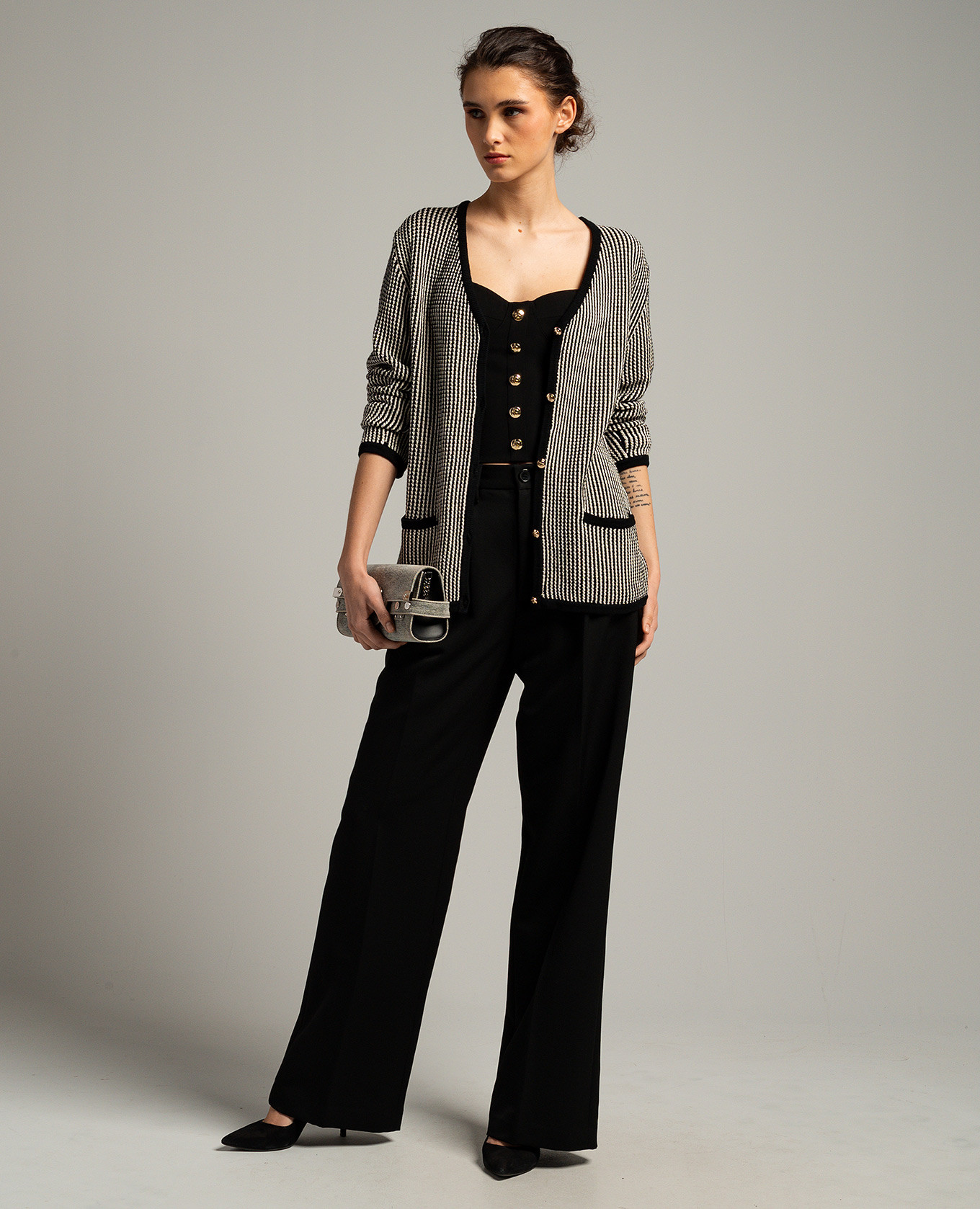 DAVE black striped cardigan Anine Bing 2