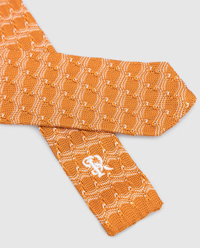 Stefano Ricci Children's orange silk tie in a geometric pattern YCRMTSR8162