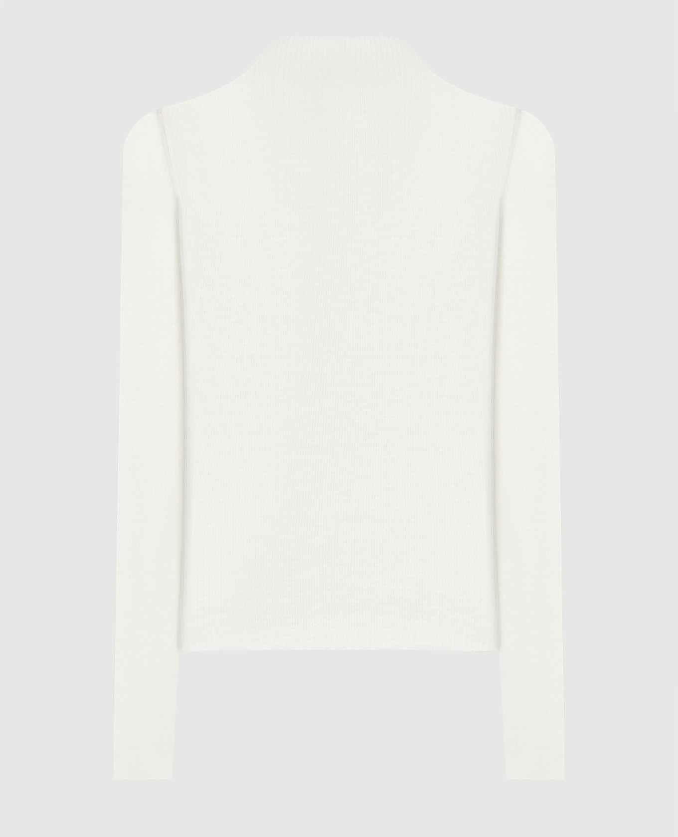 

White ribbed wool turtleneck with metallic logo Twinset, Белый