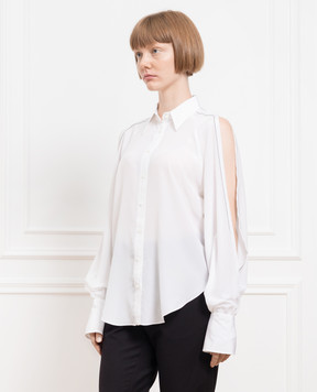 Brunello Cucinelli White silk shirt with eco-brass MP993NJ516