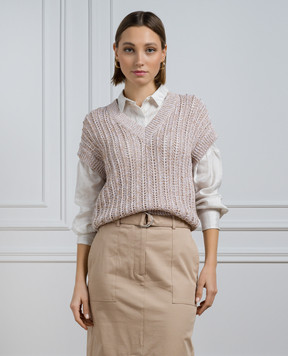 Peserico Brown openwork vest with sequins S99157F05