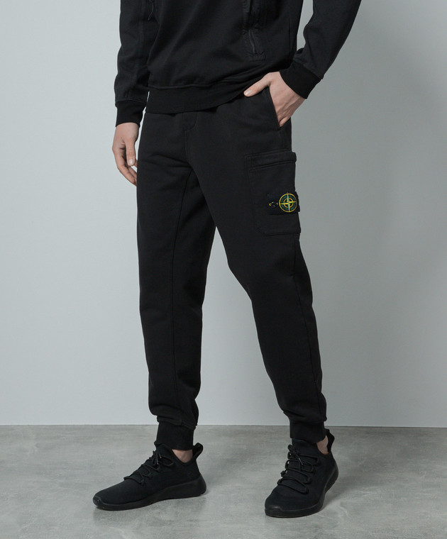 Stone Island Black joggers with removable logo patch 801564451 Online kopen bij Symbol