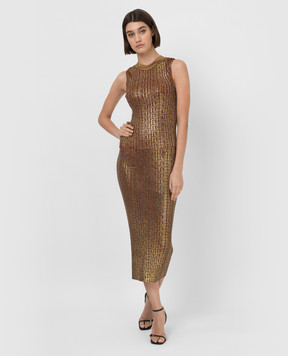 Balmain Metallic effect midi skirt XF1LD041KB29