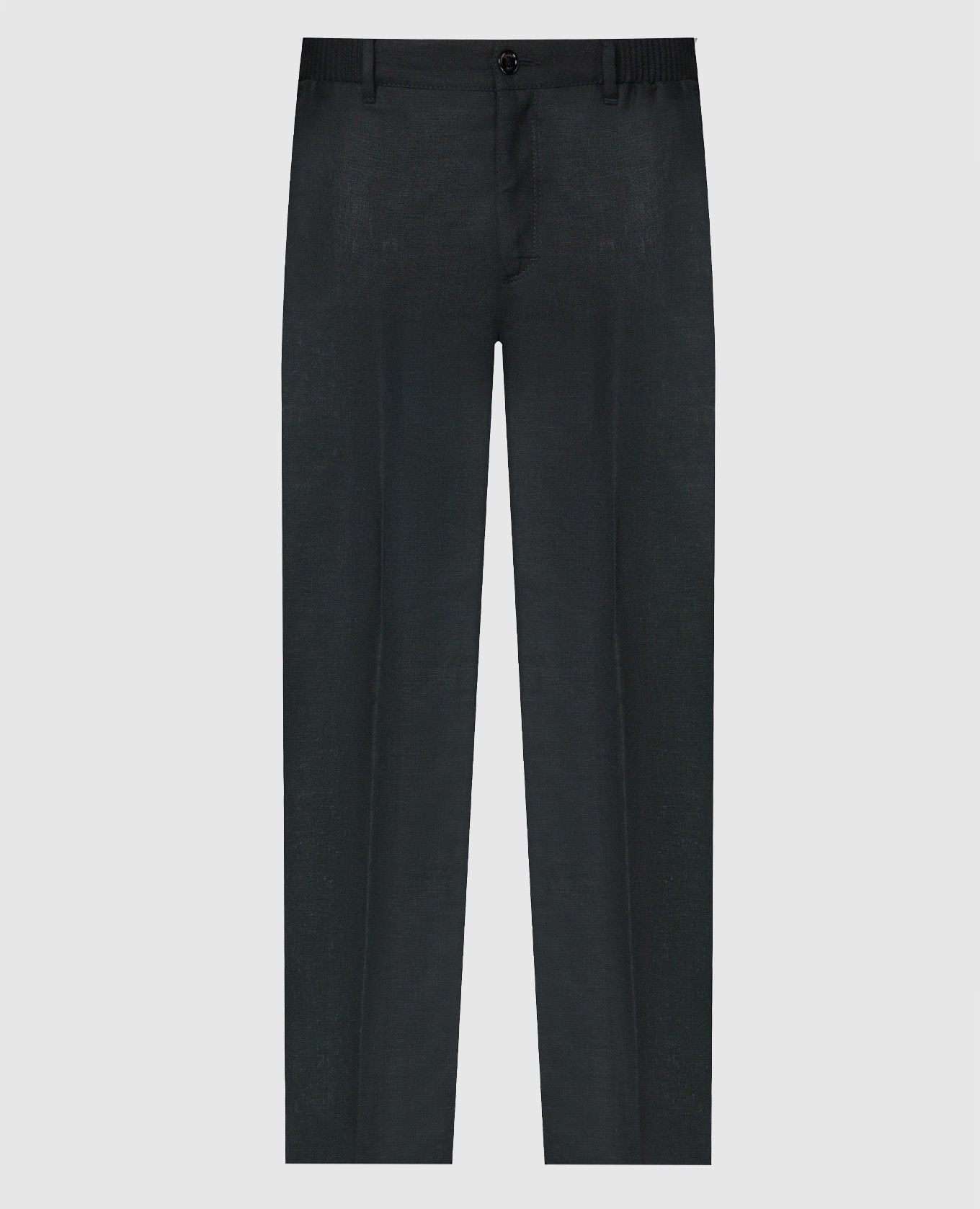 

Black linen trousers with monogram logo embroidery Stefano Ricci