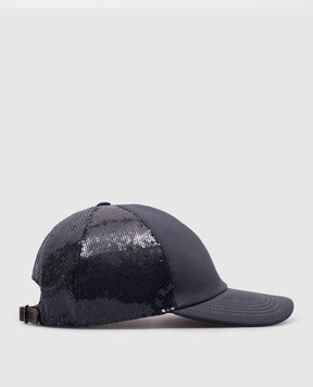 Brunello Cucinelli Blue cap with sequins MCAP90200