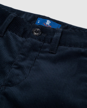 Stefano Ricci Children's blue corduroy pants with logo YUT6400030GF0001