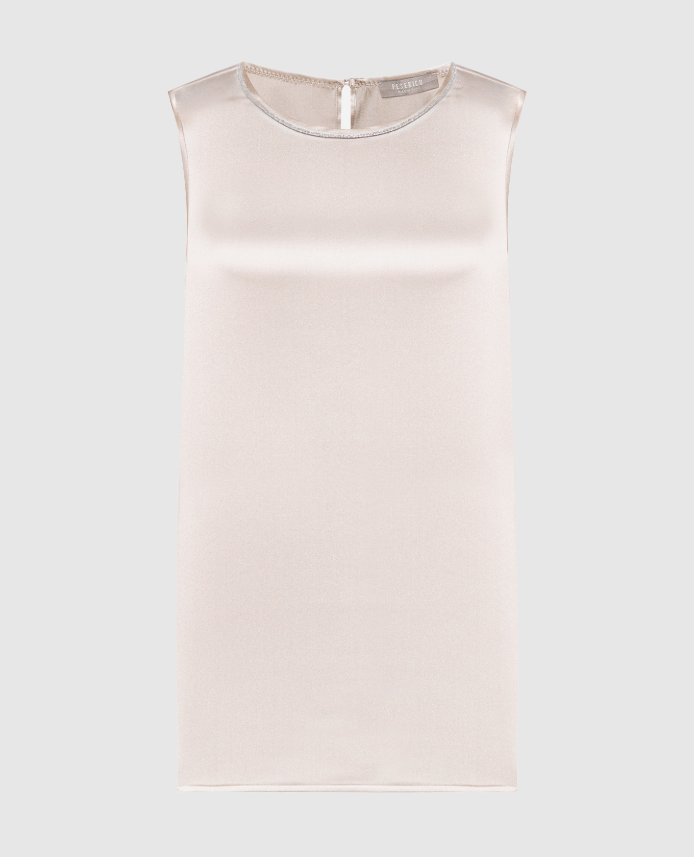 

Beige silk top with monil chain Peserico