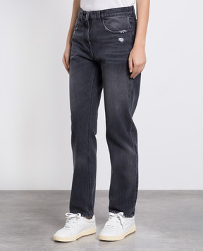 Palm Angels Gray jeans with logo patch PWYA032F23DEN001
