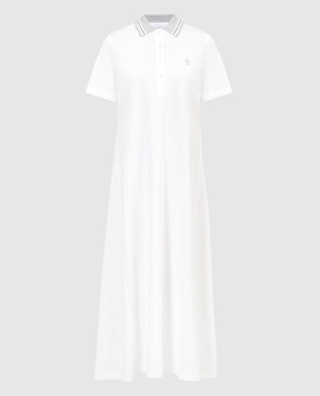 Brunello Cucinelli White logo embroidered polo dress with lurex M0T63A5209