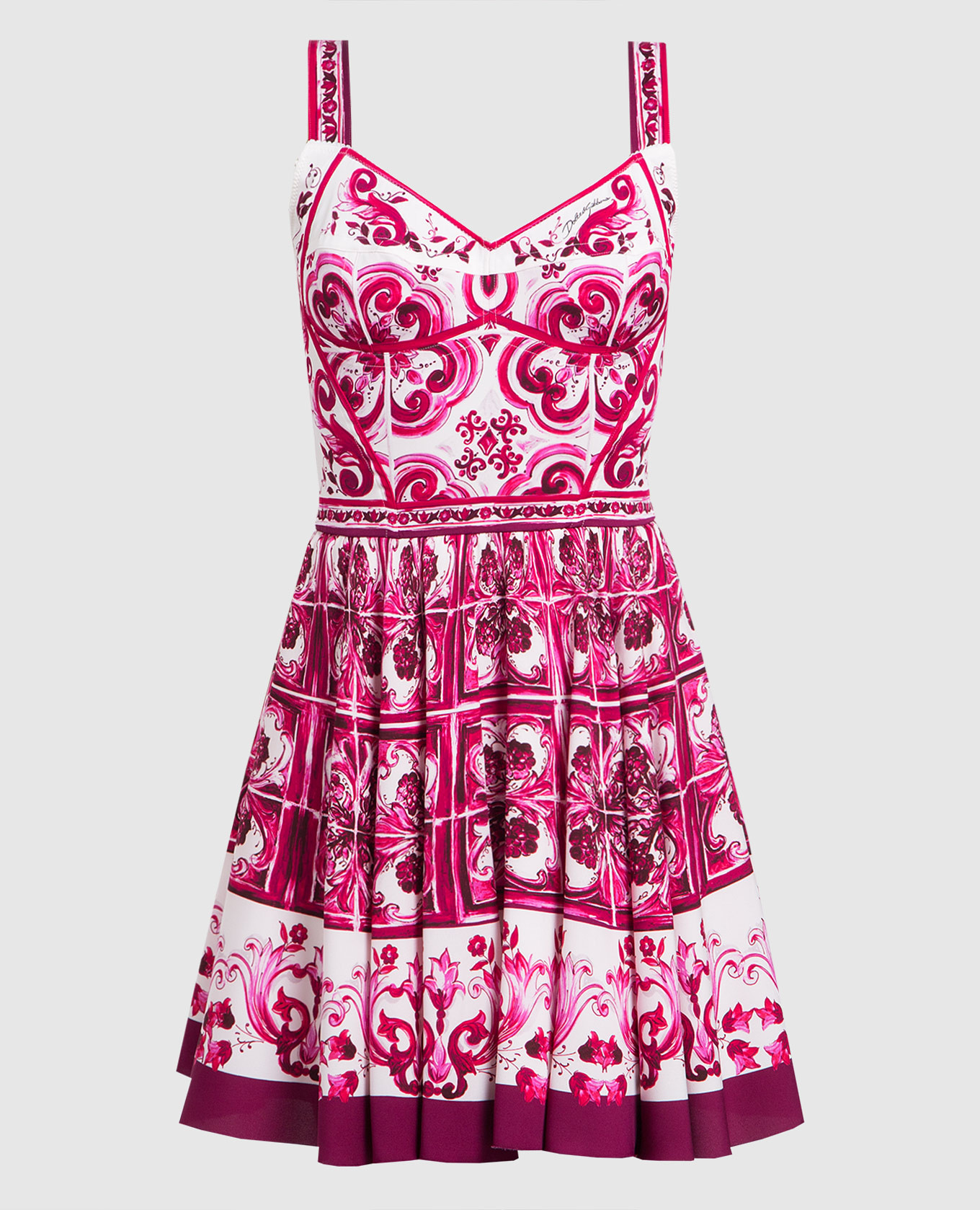 

Pink mini dress in Majolica print Dolce&Gabbana