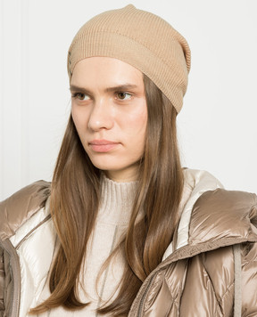 Peserico Beige hat made of wool, silk and cashmere with a monil chain S36151F12K09018