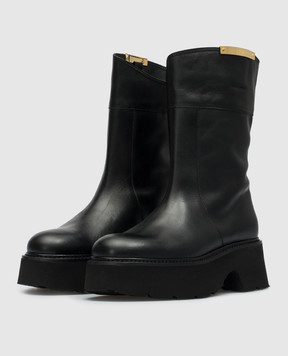 N21 Black leather boots with logo 23ISP04500450
